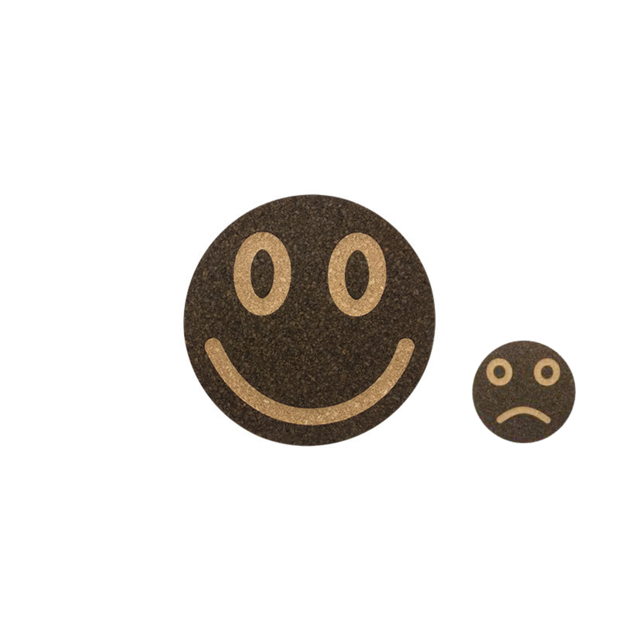 Descanso de Tacho Redondo em Cortiça Escura | Smiley - Smile Black 1 pc/ 2 side face | Ø 200mm