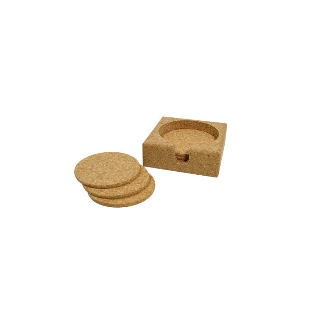 Conjunto de Bases para Copos Retangulares em Cortiça com Suporte | Natural - produto em cortiça portuguesa