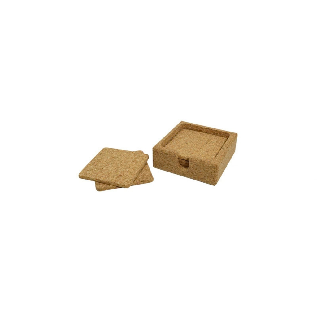 Conjunto de Bases para Copos Quadradas em Cortiça com Suporte | Natural - produto em cortiça portuguesa