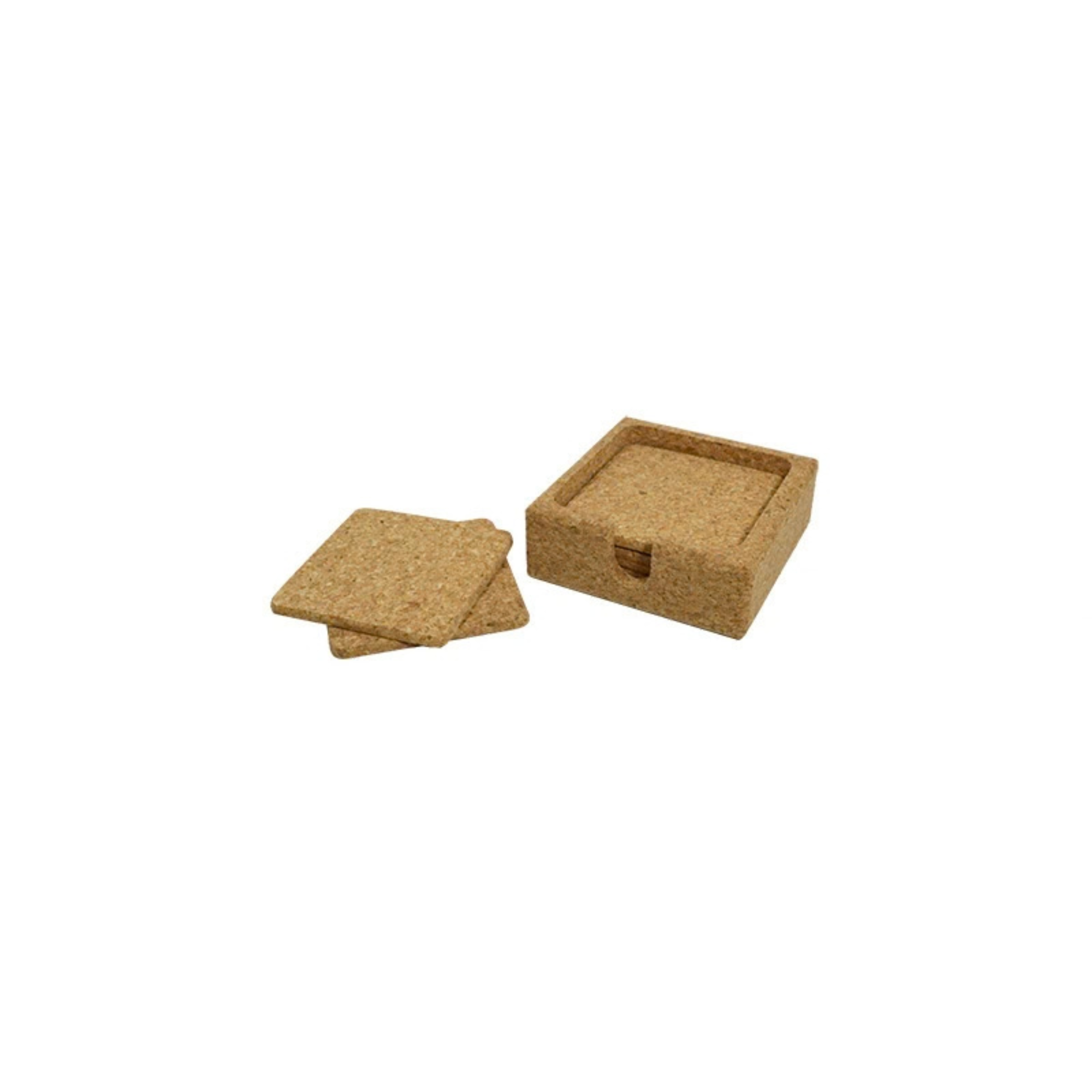 Conjunto de Bases para Copos Quadradas em Cortiça com Suporte | Natural - produto em cortiça portuguesa