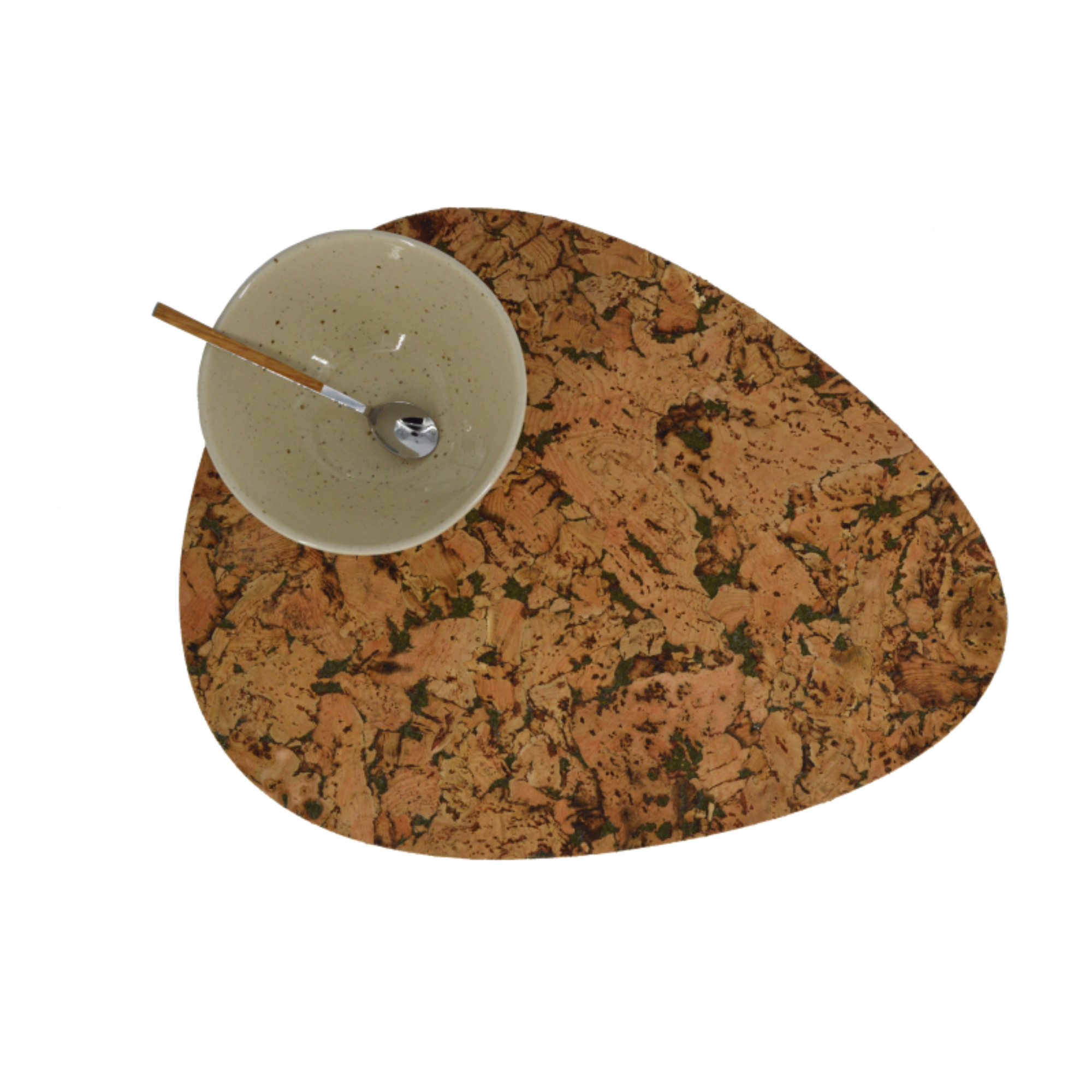 Conjunto de 4 Individuais Gota em Cortiça | Verde-Cinza - Standard — 420 x 310 mm
