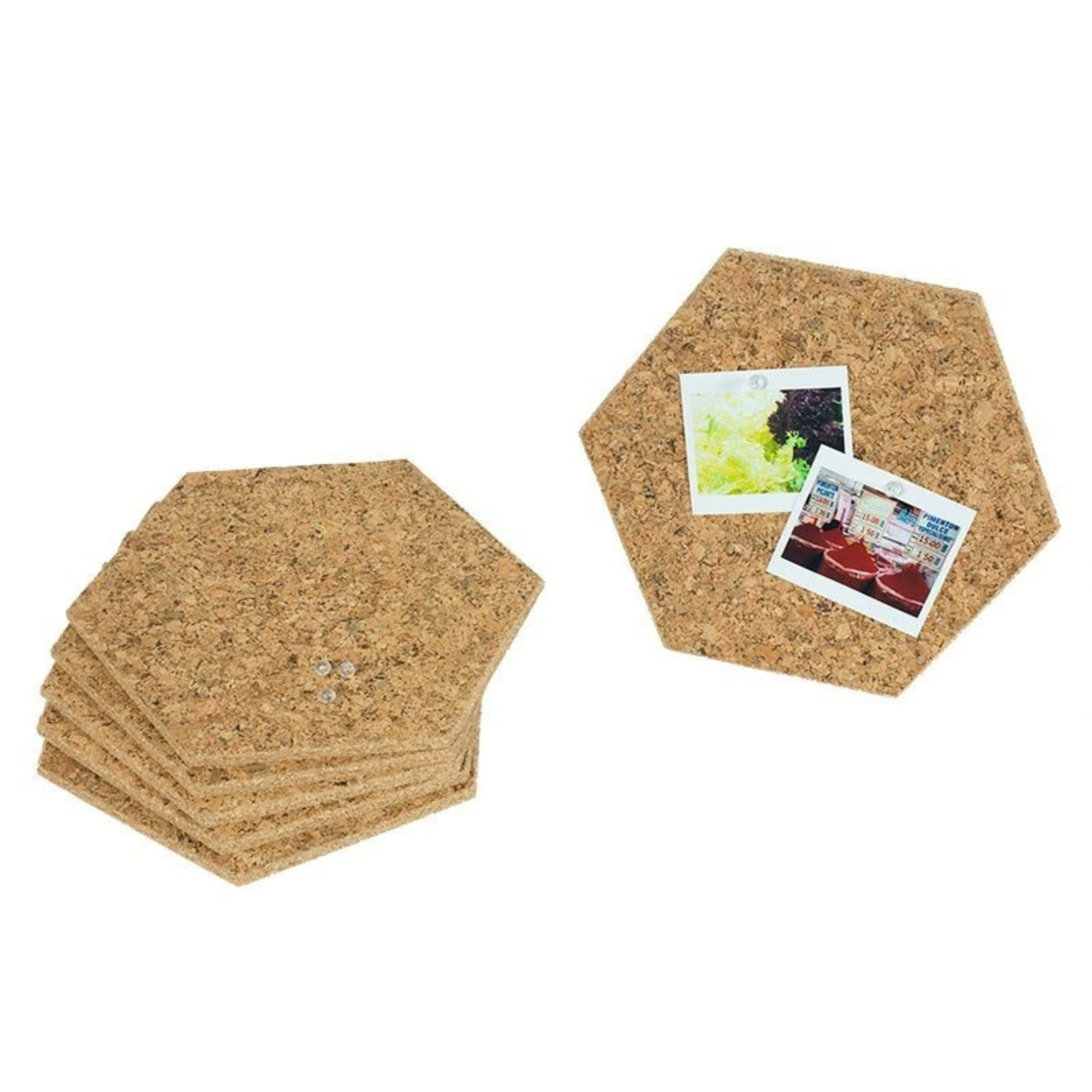 Revestimento Hexagonal em Cortiça Escura | Set de 6 | Autoadesivo