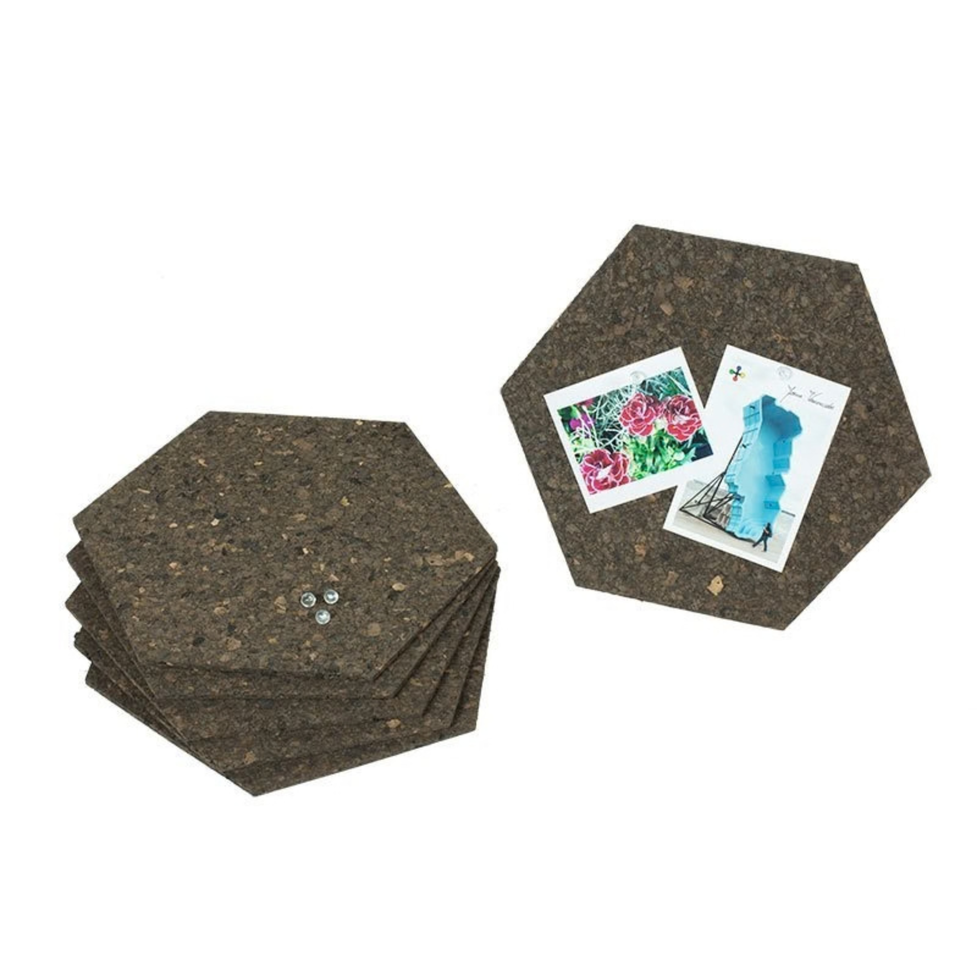 Revestimento Hexagonal em Cortiça Castanha | Set de 6 | Autoadesivo