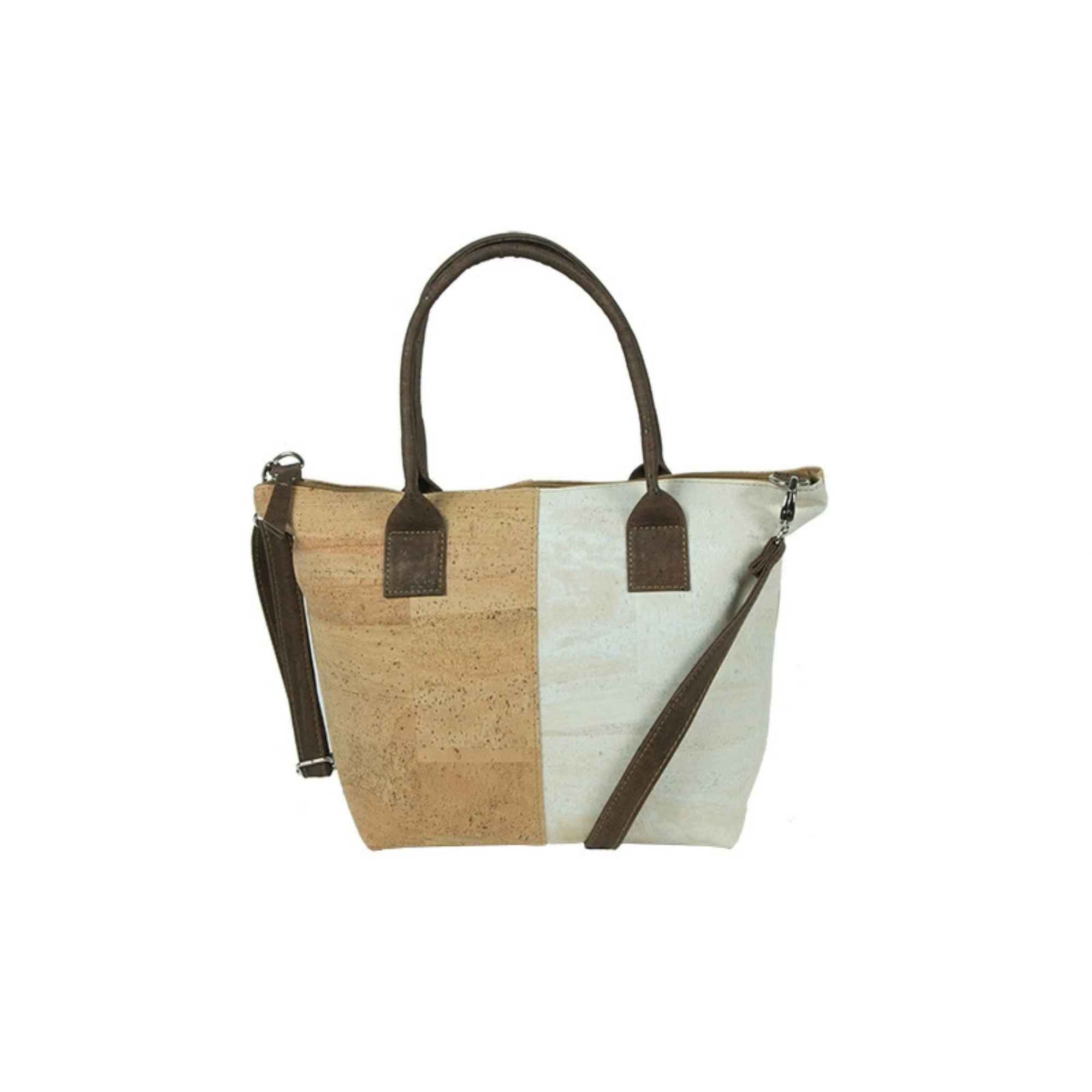 Mala Tote em Cortiça Natural e Castanha