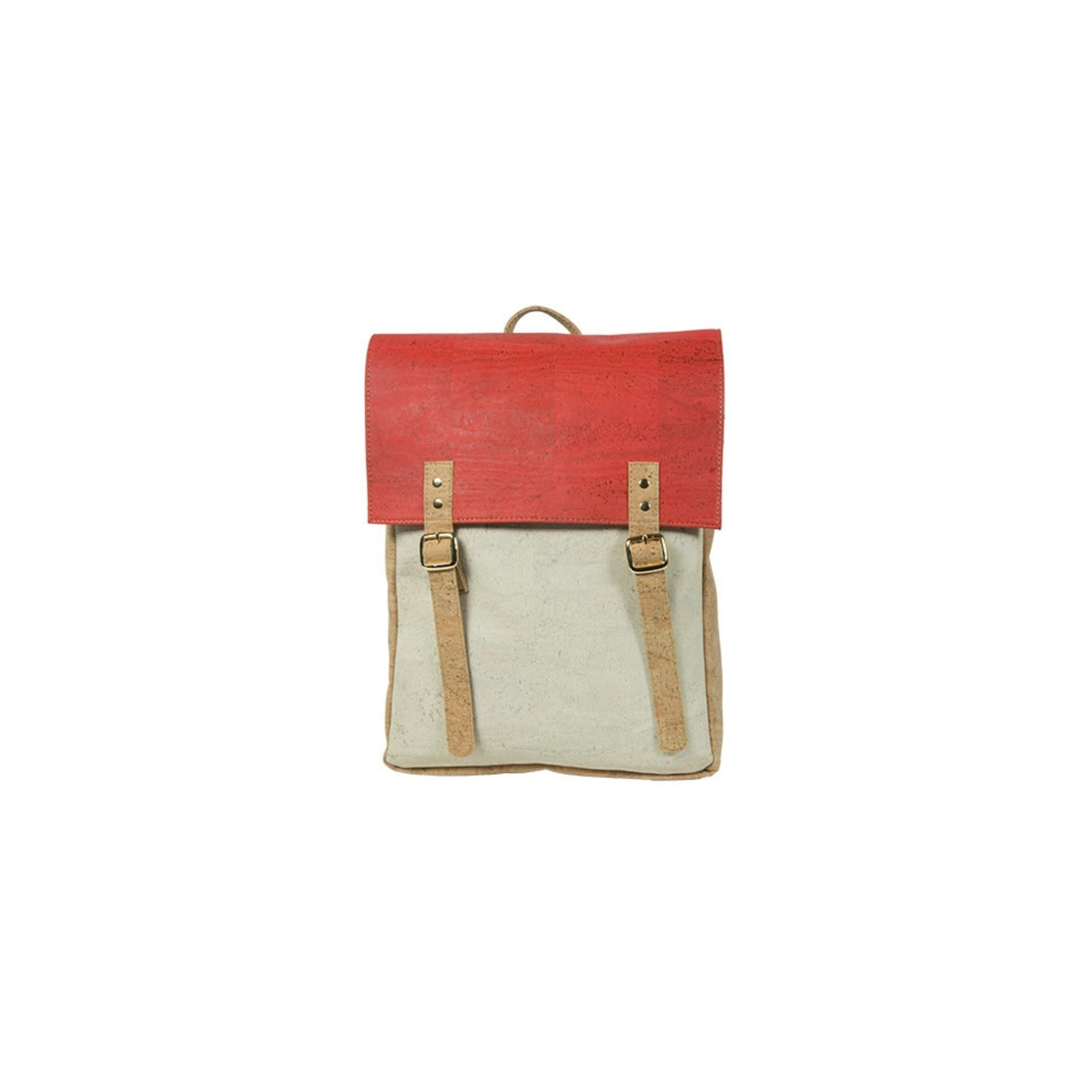 Mochila Satchel em Cortiça Vermelha e Natural