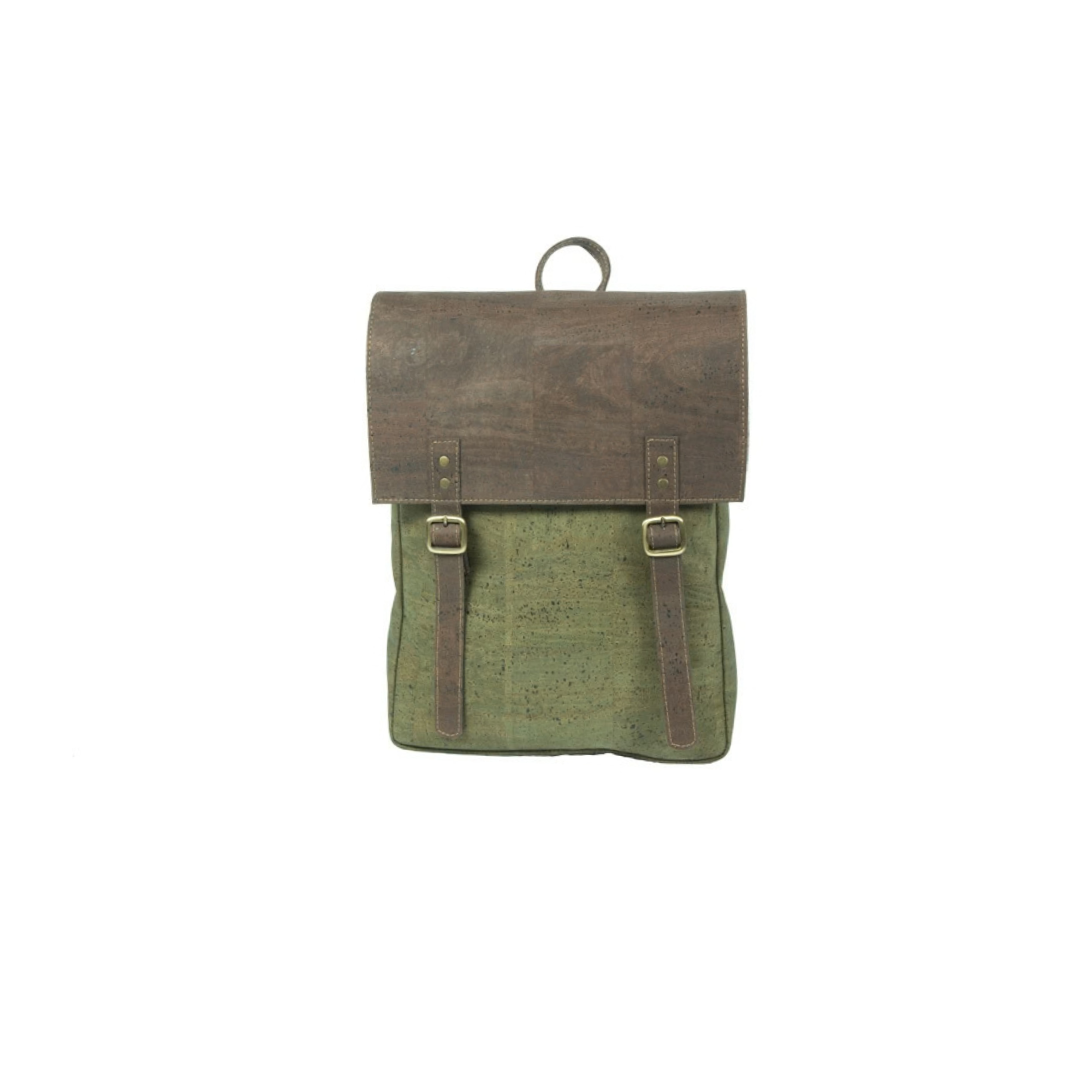 Mochila Satchel em Cortiça Castanha e Verde