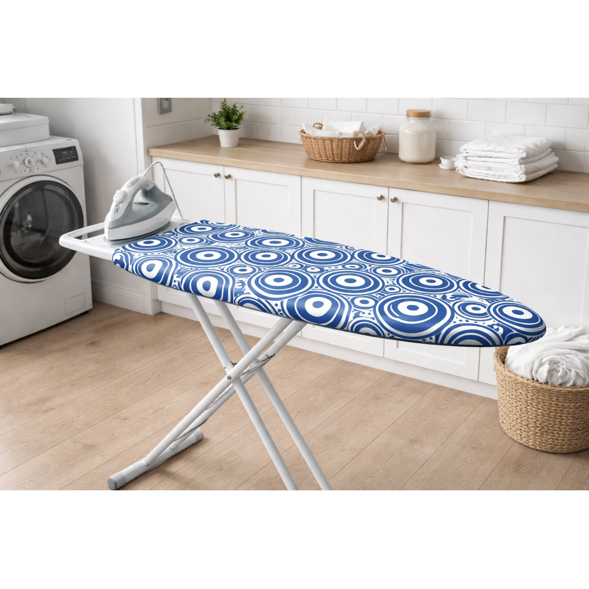 Cobertura para Tábua de Engomar em Espuma e Moletão Orla4U 140x52cm Arabesco Azul