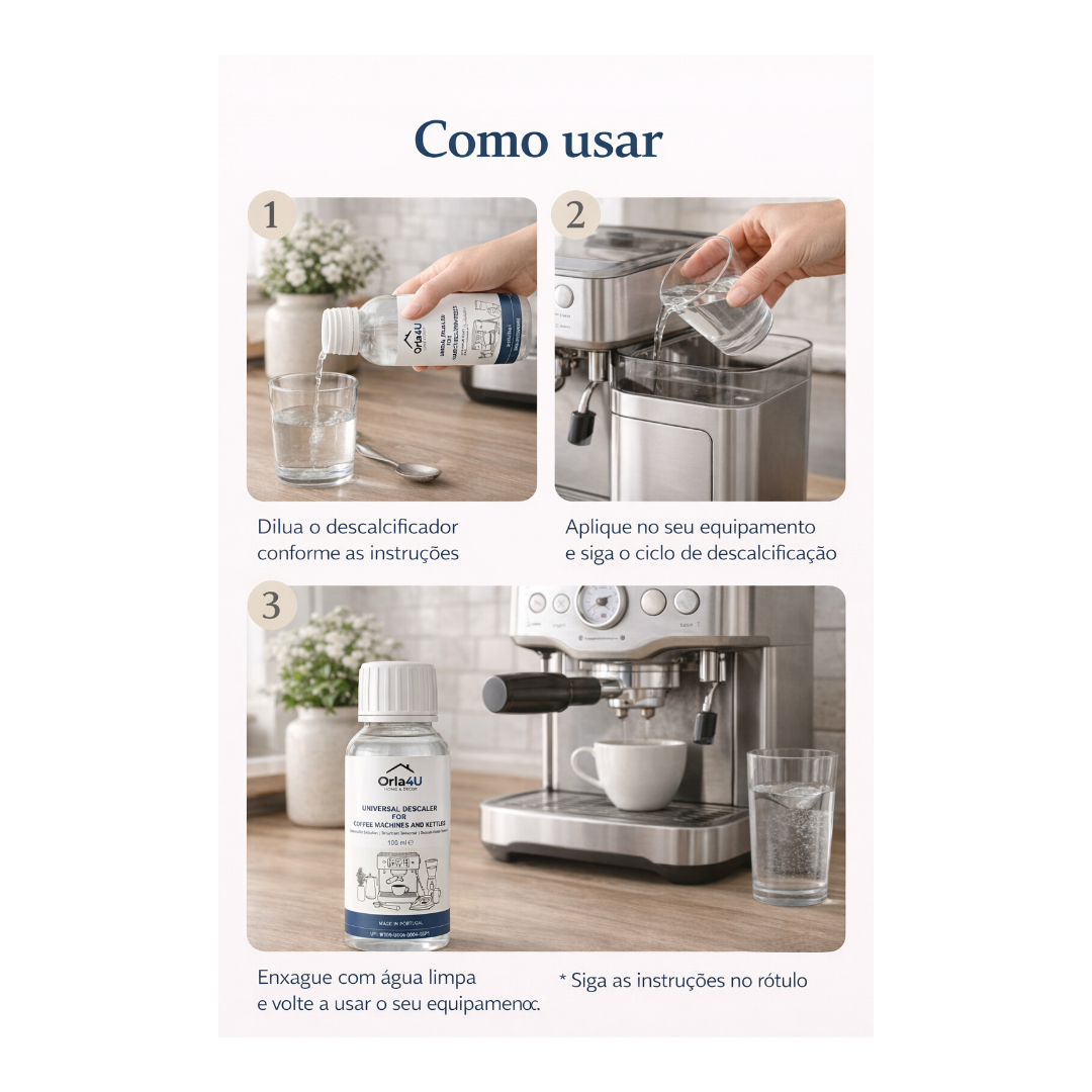 Descalcificador Anticalcário 100 ml Orla4U para Máquinas de Café e Chaleiras Pack 3
