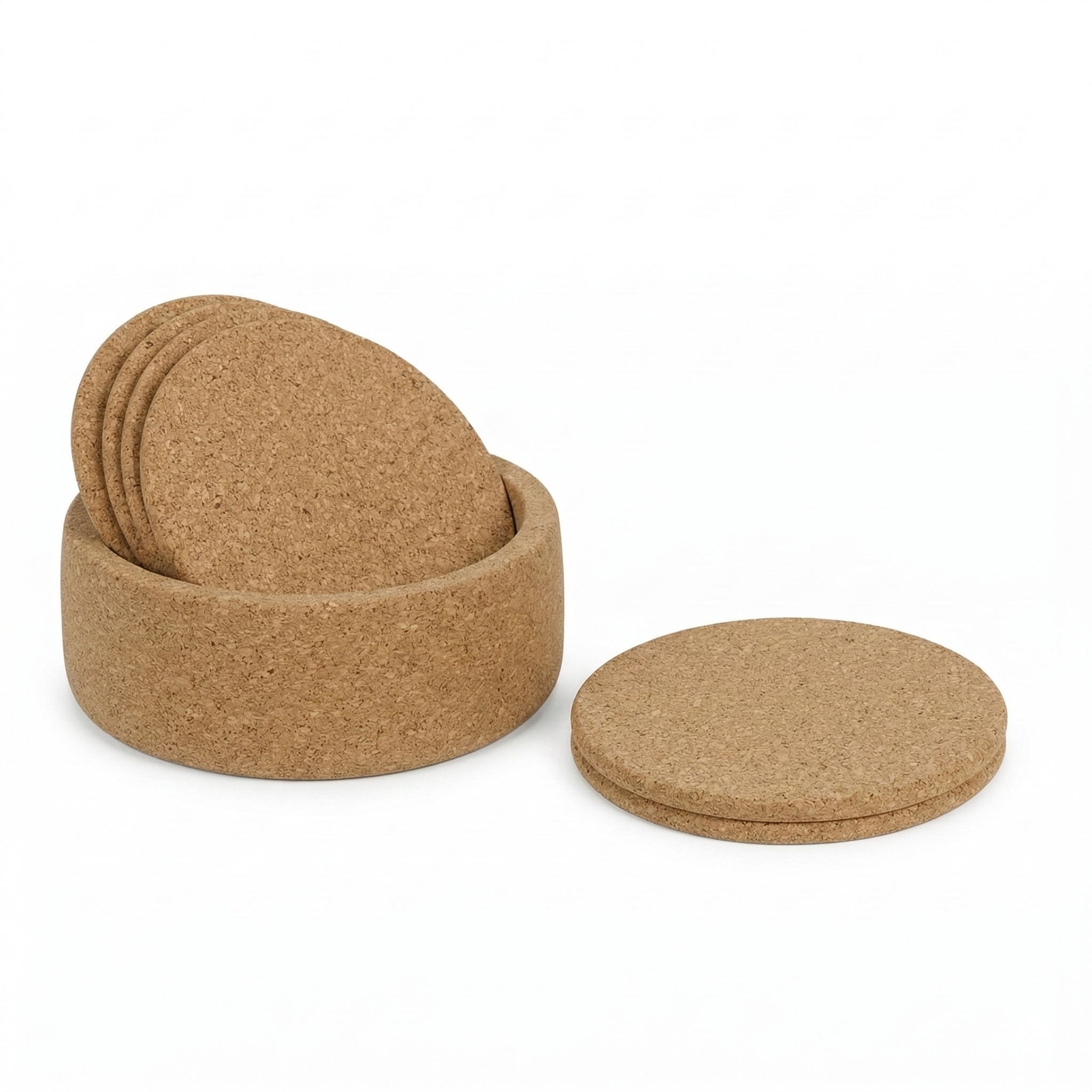 Conjunto de Bases para Copos Redondas em Cortiça com Suporte | Natural - produto em cortiça portuguesa