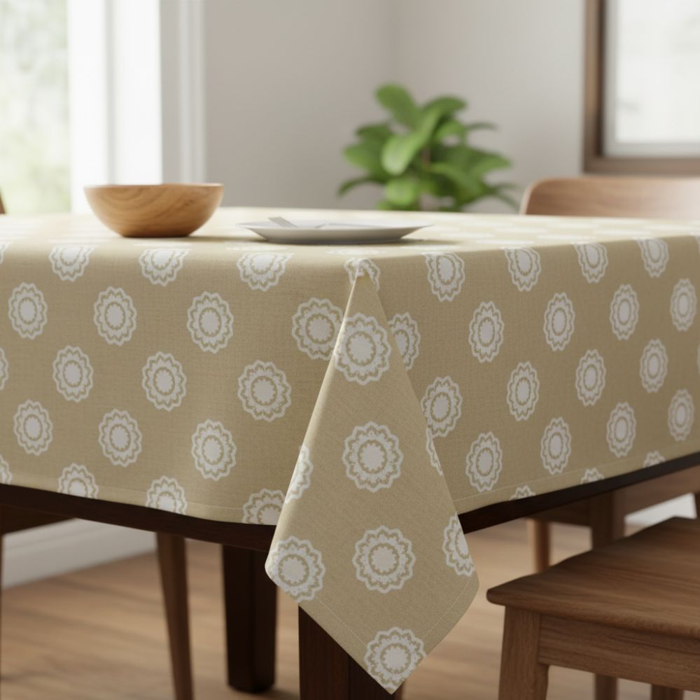 Toalha de Mesa Anti-Manchas Orla4U em Algodão e Poliéster 140x140 cm Areia Clássica