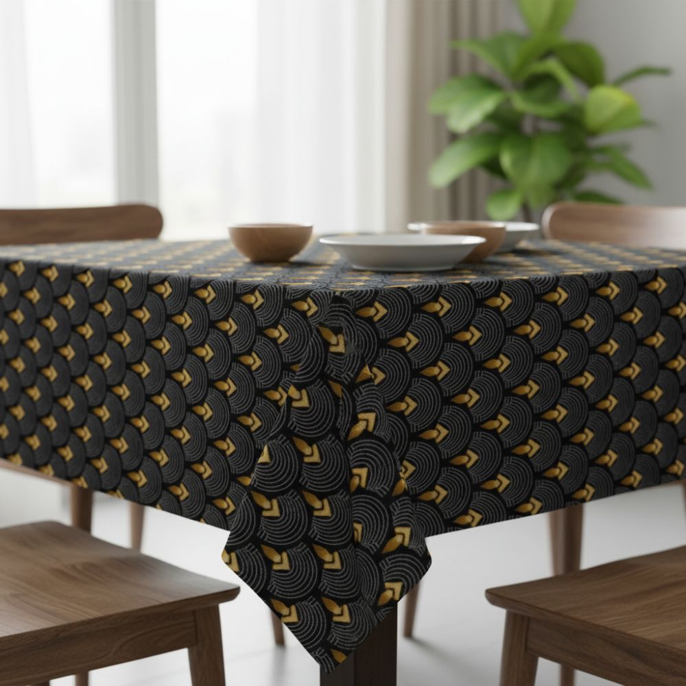 Toalha de Mesa Anti-Manchas Orla4U em Algodão e Poliéster 140x140 cm Noite Dourada