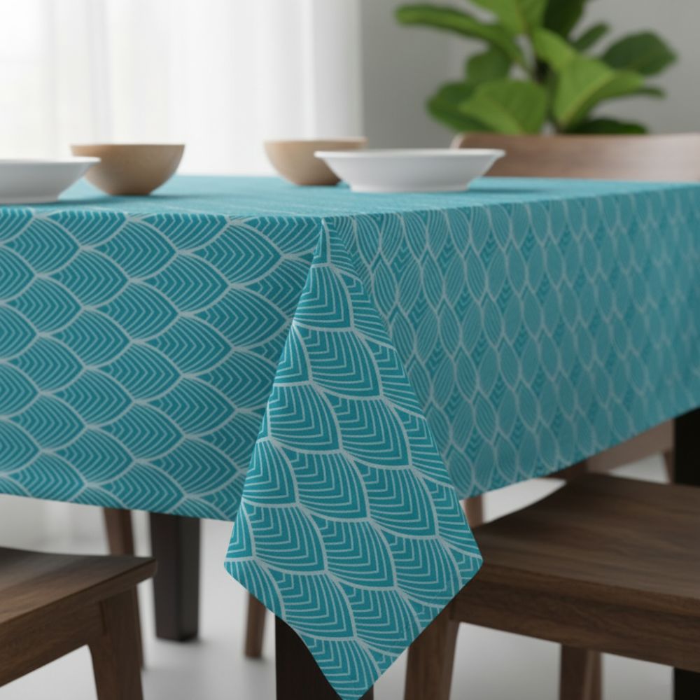 Toalha de Mesa Anti-Manchas Orla4U em Algodão e Poliéster 140x140 cm Brisa Turquesa